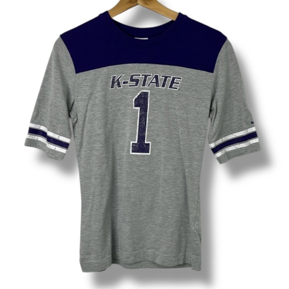 Nike Team K-State Short Sleeve T Shirt Gray Purple White Women's Size Medium KSU